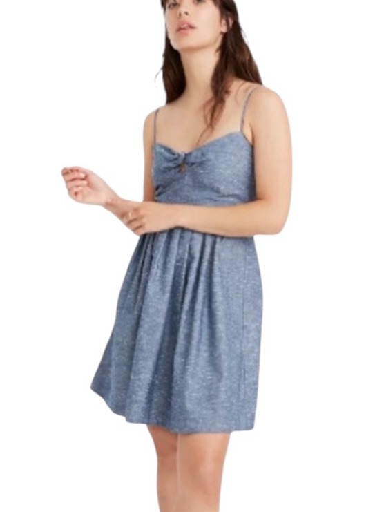 Madewell Chambray Tie Front Cutout Camisole Mini Dress - 8
